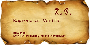 Kapronczai Verita névjegykártya